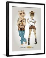 Tiger and Leopard in Swag Style-Olga Angellos-Framed Art Print