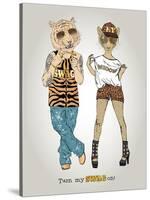 Tiger and Leopard in Swag Style-Olga Angellos-Stretched Canvas