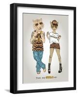 Tiger and Leopard in Swag Style-Olga Angellos-Framed Art Print