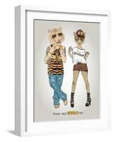 Tiger and Leopard in Swag Style-Olga Angellos-Framed Art Print