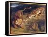 Tiger and Lion-Eugene Delacroix-Framed Stretched Canvas