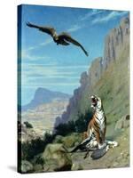 Tiger and Vulture-Jean Leon Gerome-Stretched Canvas