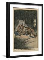Tiger Attacking a British Officer, Back Cover Illustration from 'Le Petit Journal'-French-Framed Premium Giclee Print
