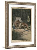 Tiger Attacking a British Officer, Back Cover Illustration from 'Le Petit Journal'-French-Framed Giclee Print