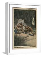 Tiger Attacking a British Officer, Back Cover Illustration from 'Le Petit Journal'-French-Framed Giclee Print