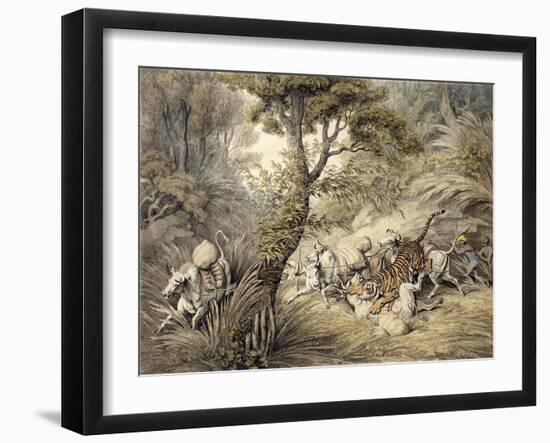 Tiger Attacking a Cattle Train-Samuel Howitt-Framed Giclee Print