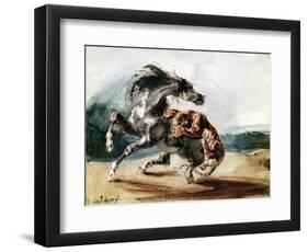 Tiger Attacking a Wild Horse-Eugene Delacroix-Framed Giclee Print