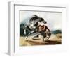 Tiger Attacking a Wild Horse-Eugene Delacroix-Framed Giclee Print