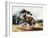 Tiger Attacking a Wild Horse-Eugene Delacroix-Framed Giclee Print