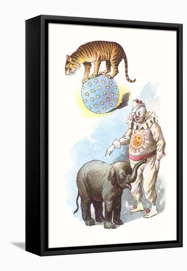 Tiger Balancing on Ball with Stars-null-Framed Stretched Canvas