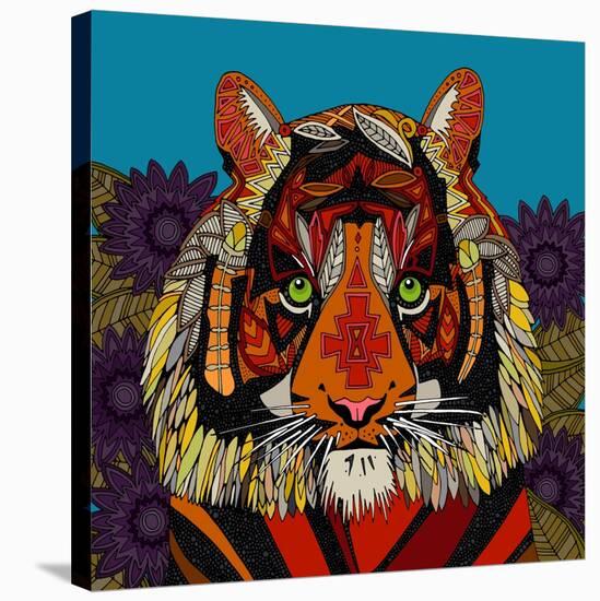 Tiger Chief Blue-Sharon Turner-Stretched Canvas