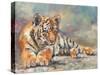 Tiger Cub Lounging-David Stribbling-Stretched Canvas