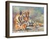 Tiger Cub Lounging-David Stribbling-Framed Art Print