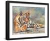 Tiger Cub Lounging-David Stribbling-Framed Art Print