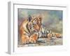 Tiger Cub Lounging-David Stribbling-Framed Art Print