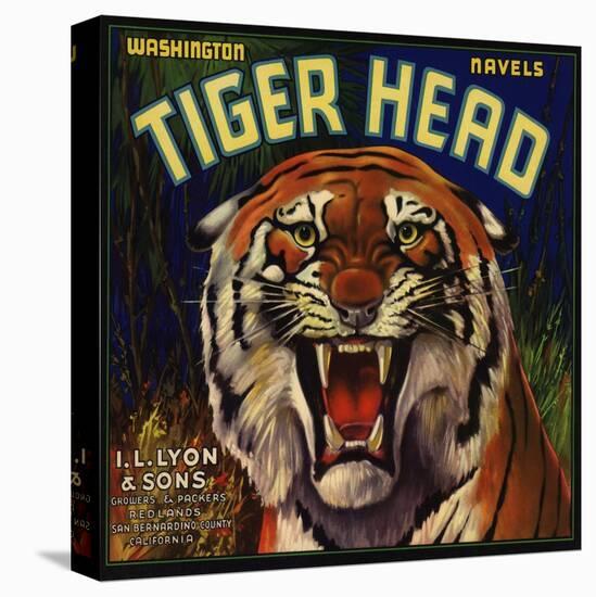 Tiger Head Brand - Redlands, California - Citrus Crate Label-Lantern Press-Stretched Canvas