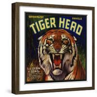 Tiger Head Brand - Redlands, California - Citrus Crate Label-Lantern Press-Framed Art Print