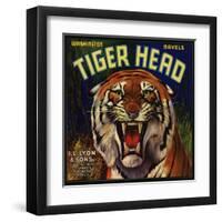 Tiger Head Brand - Redlands, California - Citrus Crate Label-Lantern Press-Framed Art Print