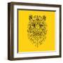 Tiger Head Yellow Mesh-NaxArt-Framed Art Print