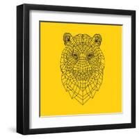 Tiger Head Yellow Mesh-NaxArt-Framed Art Print