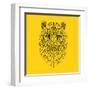 Tiger Head Yellow Mesh-NaxArt-Framed Art Print