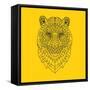 Tiger Head Yellow Mesh-NaxArt-Framed Stretched Canvas