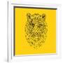 Tiger Head Yellow Mesh-NaxArt-Framed Art Print