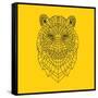 Tiger Head Yellow Mesh-NaxArt-Framed Stretched Canvas