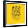 Tiger Head Yellow Mesh-NaxArt-Framed Art Print