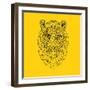 Tiger Head Yellow Mesh-NaxArt-Framed Art Print