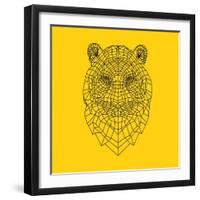 Tiger Head Yellow Mesh-NaxArt-Framed Art Print