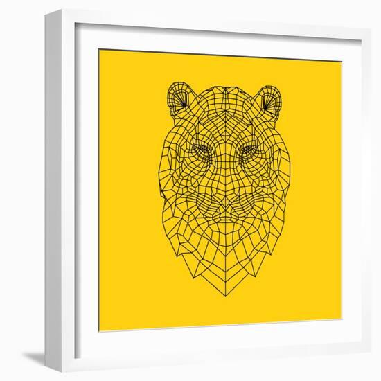 Tiger Head Yellow Mesh-NaxArt-Framed Art Print