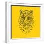 Tiger Head Yellow Mesh-NaxArt-Framed Art Print