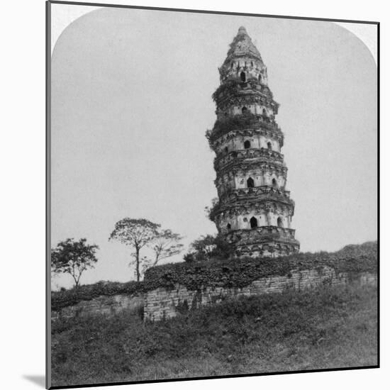 Tiger Hill Pagoda, the 'Leaning Tower, of Soo-Chow' (Suzho), China, 1900-Underwood & Underwood-Mounted Photographic Print