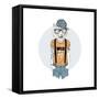 Tiger Hipster Dressed up in Cool T-Shirt-Olga_Angelloz-Framed Stretched Canvas