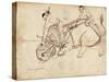 Tiger Hunt, Page from a Manuscript on Elephant Training, Early 20th Century-null-Stretched Canvas