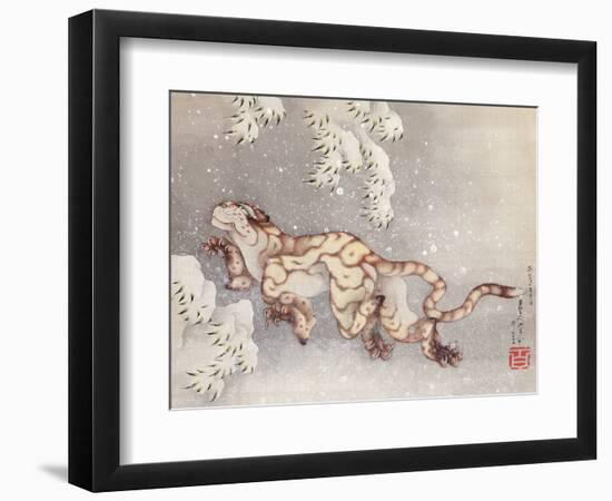 Tiger in a snowstorm. Edo Period, 1849-Katsushika Hokusai-Framed Premium Giclee Print