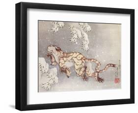 Tiger in a snowstorm. Edo Period, 1849-Katsushika Hokusai-Framed Premium Giclee Print