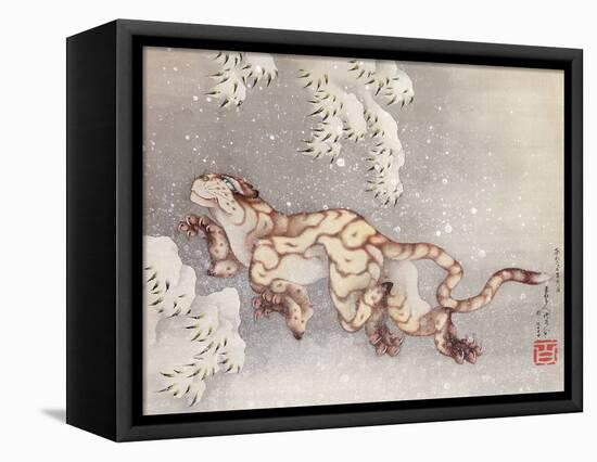 Tiger in a snowstorm. Edo Period, 1849-Katsushika Hokusai-Framed Stretched Canvas