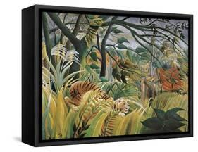 Tiger in a Tropical Storm (Surprised!)-Henri Rousseau-Framed Stretched Canvas