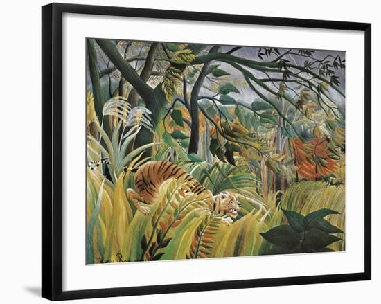 Tiger in a Tropical Storm (Surprised!)-Henri Rousseau-Framed Art Print