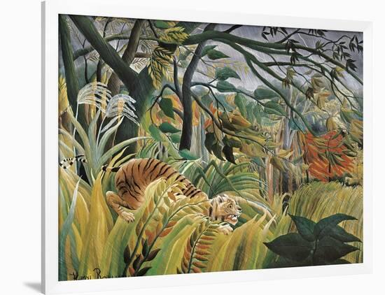 Tiger in a Tropical Storm (Surprised!)-Henri Rousseau-Framed Art Print