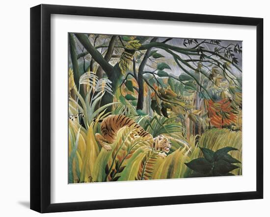 Tiger in a Tropical Storm (Surprised!)-Henri Rousseau-Framed Art Print