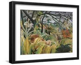 Tiger in a Tropical Storm (Surprised!)-Henri Rousseau-Framed Art Print