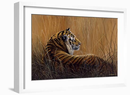 Tiger in Grass-Harro Maass-Framed Giclee Print