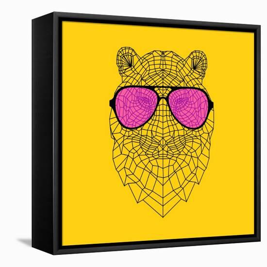 Tiger in Pink Glasses-Lisa Kroll-Framed Stretched Canvas