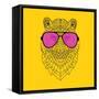 Tiger in Pink Glasses-Lisa Kroll-Framed Stretched Canvas