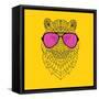 Tiger in Pink Glasses-Lisa Kroll-Framed Stretched Canvas