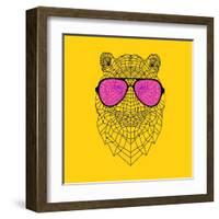 Tiger in Pink Glasses-Lisa Kroll-Framed Art Print
