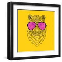 Tiger in Pink Glasses-Lisa Kroll-Framed Art Print